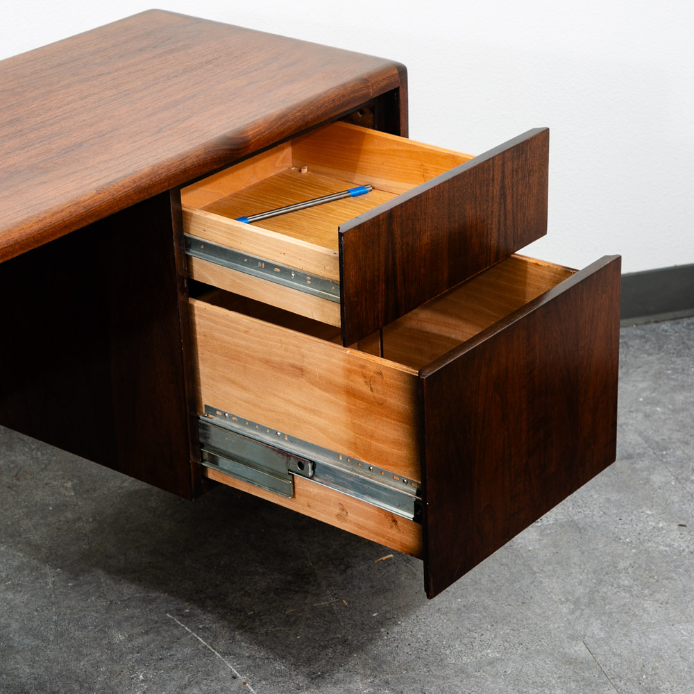 Mid Century Modern Desk Office Credenza Walnut 5 Drawer Wood File Vintage Mcm - Image 7