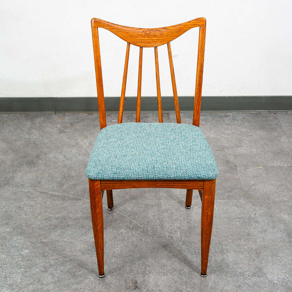 Mid Century Modern Dining Chairs Set 3 Solid Oak Keller Furniture Aqua Blue Mcm - Image 10