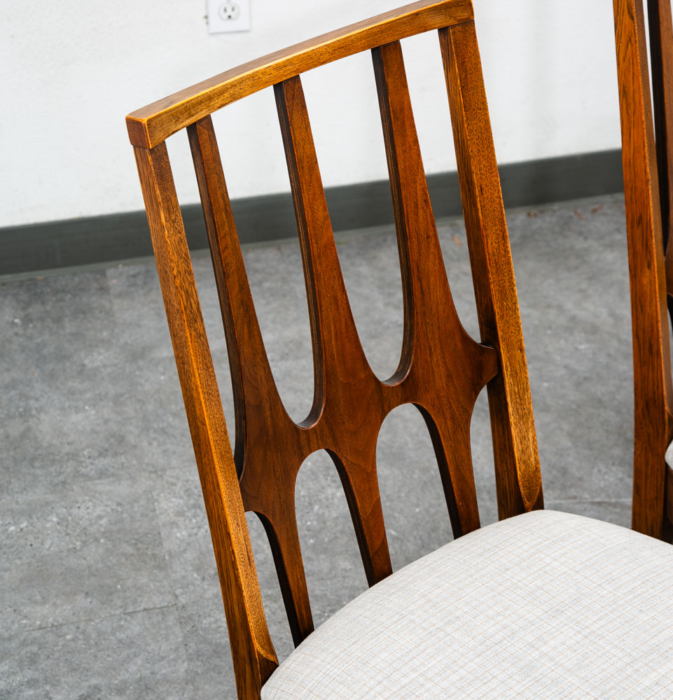 Mid Century Modern Dining Chairs Set 6 Broyhill Brasilia Back Grey White Chair - Image 9