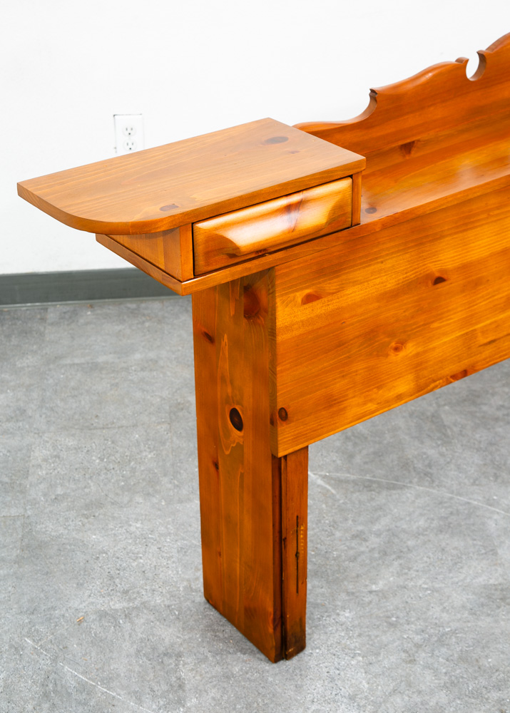 Mid Century Modern Headboard Full Sz Franklin Shockey Pine Nightstand 2 Drawers - Image 5