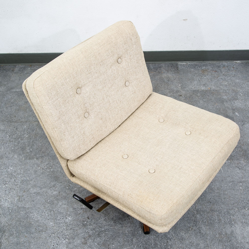 Mid Century Danish Modern Lounge Chair Tan Swivel Denmark Swivel Slatte Sweden - Image 6