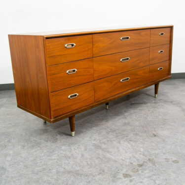 Mid Century Modern Dresser Credenza BP John Metal 9 Drawer Walnut Vintage Mcm NM