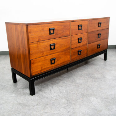 Mid Century Modern Dresser Credenza Dixie 9 Drawer Vintage Walnut Danish Drexel