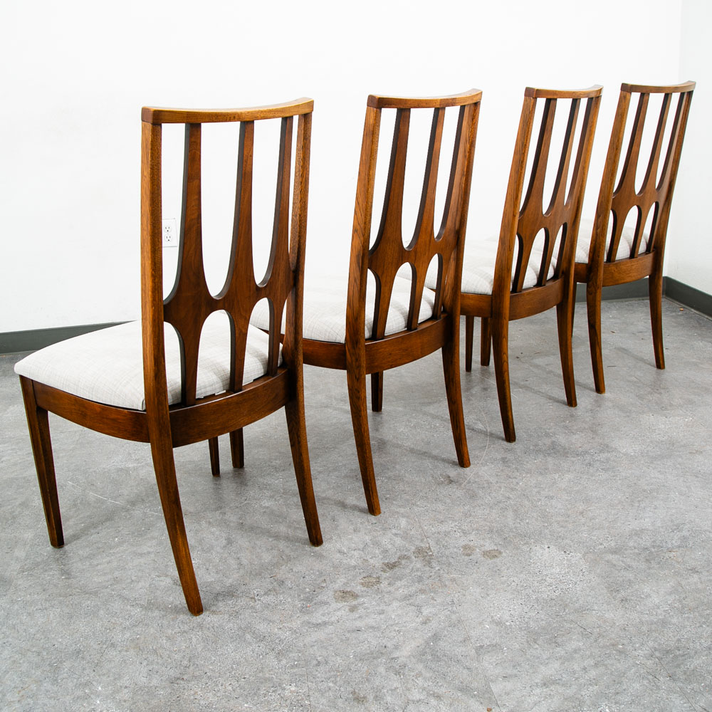 Mid Century Modern Dining Chairs Set 6 Broyhill Brasilia Back Grey White Chair - Image 5