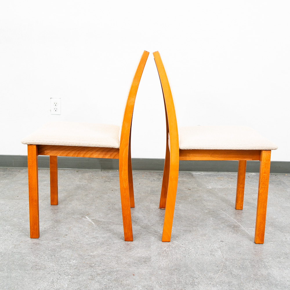 Mid Century Danish Modern Dining Chairs 6 Beech Wood Skovby Fabric Tan Set Six - Image 6