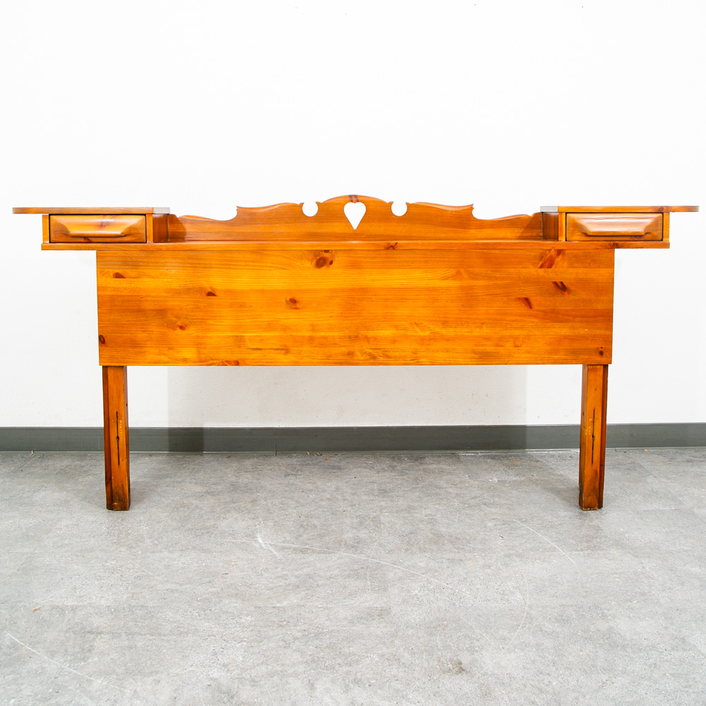 Mid Century Modern Headboard Full Sz Franklin Shockey Pine Nightstand 2 Drawers - Image 2