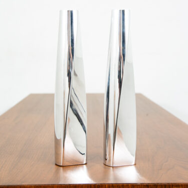 Mid Century Modern Nambe Candle Holders Set Two Made Nambé Fred Bould Vintage