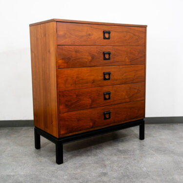 Mid Century Modern Highboy Dresser Dixie 5 Drawer Vintage Walnut Danish Drexel