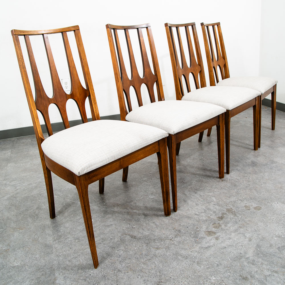Mid Century Modern Dining Chairs Set 6 Broyhill Brasilia Back Grey White Chair - Image 4