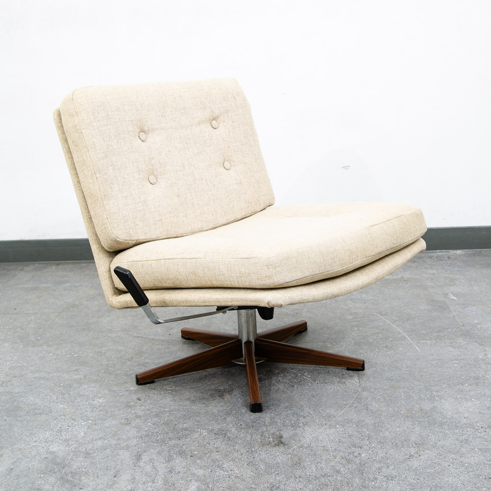 Mid Century Danish Modern Lounge Chair Tan Swivel Denmark Swivel Slatte Sweden