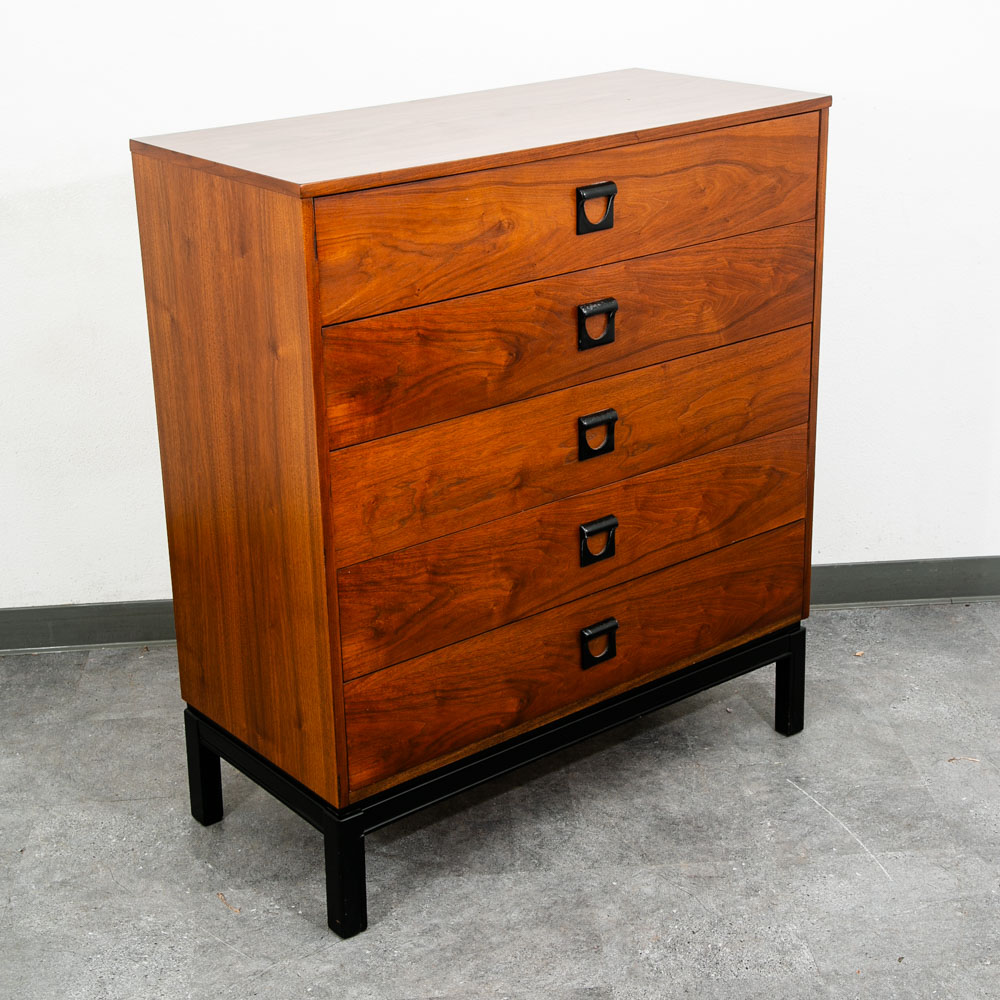 Mid Century Modern Highboy Dresser Dixie 5 Drawer Vintage Walnut Danish Drexel - Image 9