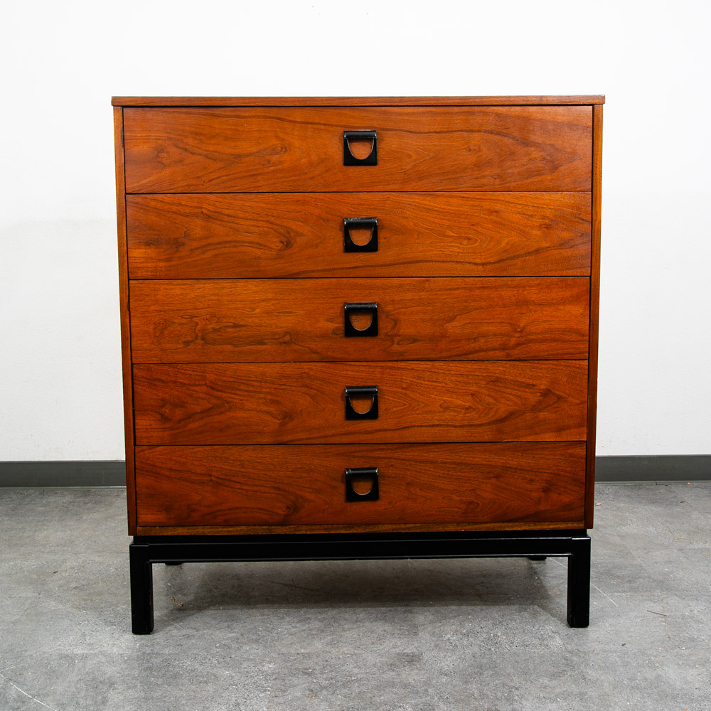Mid Century Modern Highboy Dresser Dixie 5 Drawer Vintage Walnut Danish Drexel - Image 2
