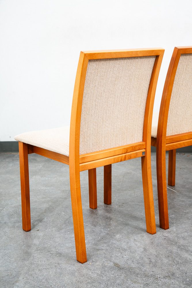 Mid Century Danish Modern Dining Chairs 6 Beech Wood Skovby Fabric Tan Set Six - Image 7
