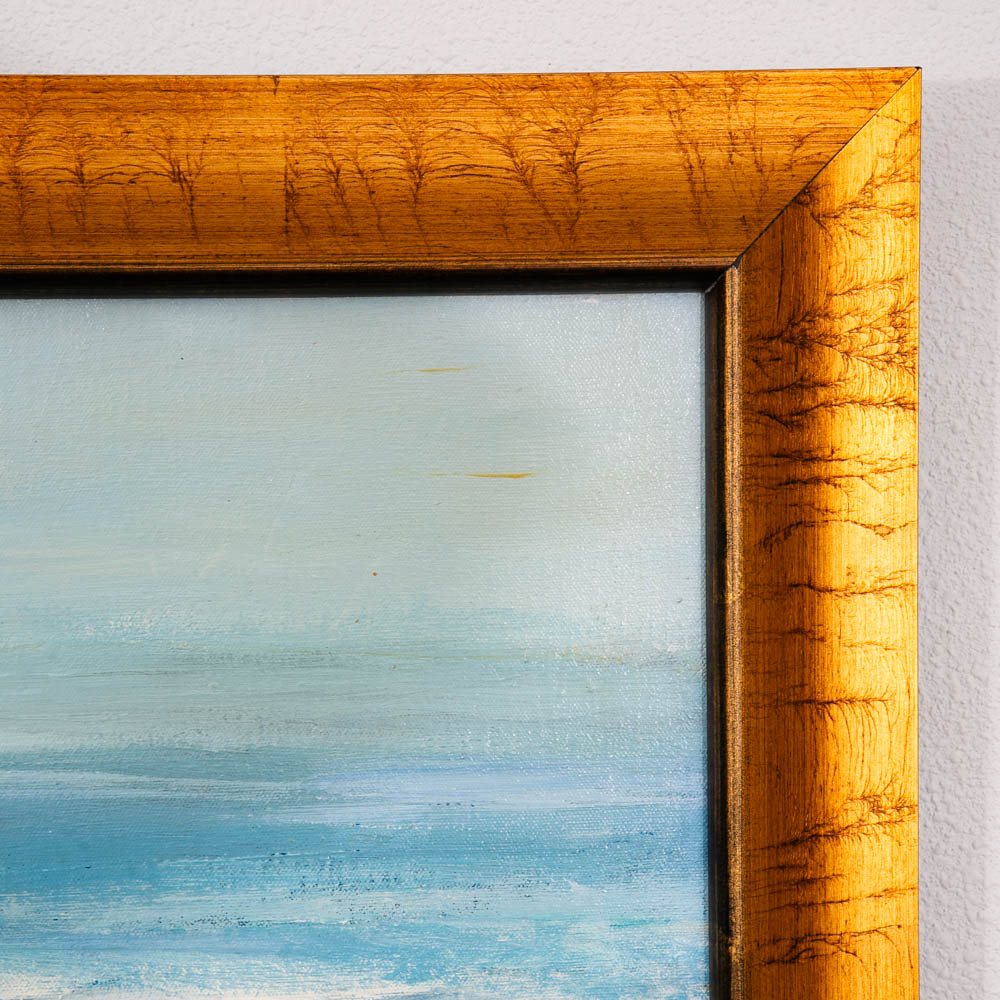 Mid Century Modern Original Landscape Beach Green Blue Tan Water Ocean 43x46 Mcm - Image 6