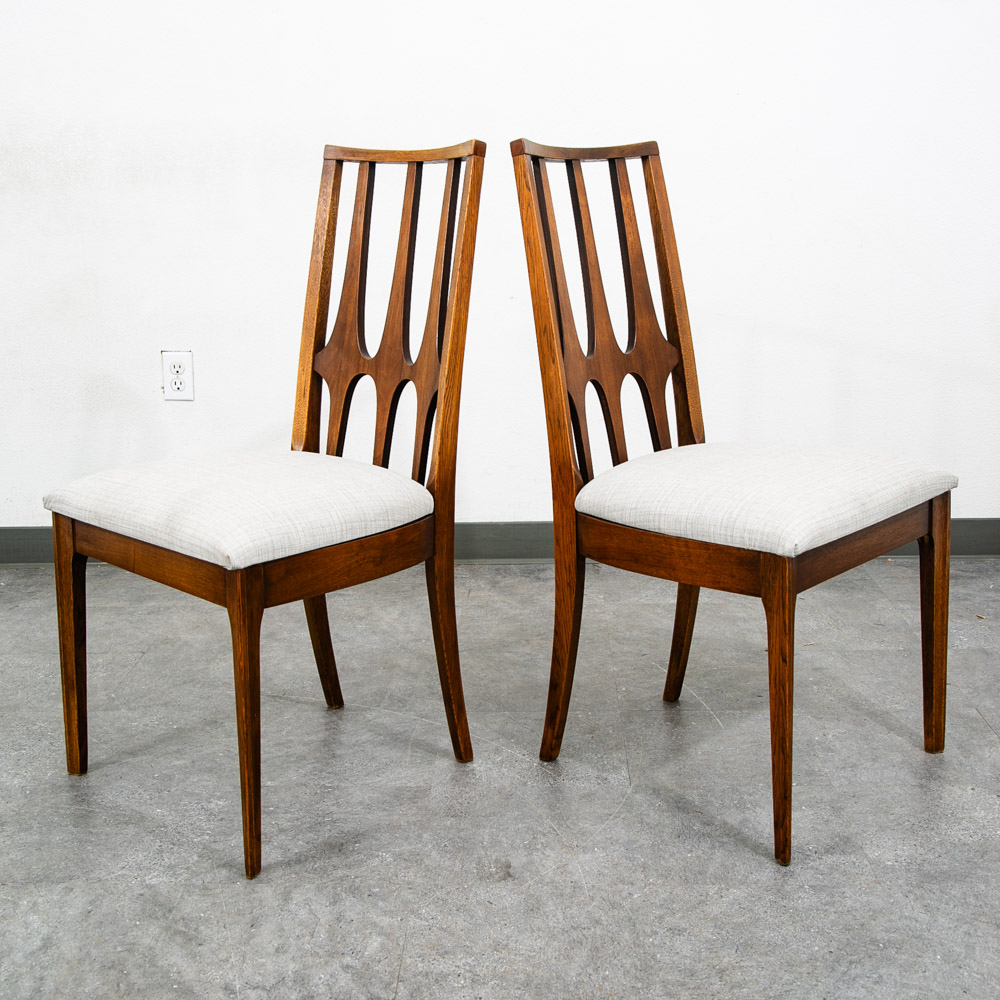 Mid Century Modern Dining Chairs Set 6 Broyhill Brasilia Back Grey White Chair - Image 7