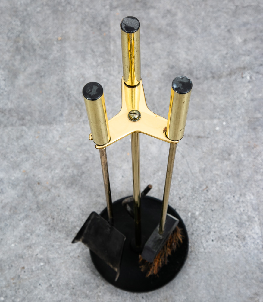 Mid Century Modern Fireplace Tools Brass Cast iron Pilgrim Seymour Nelson Metal - Image 7