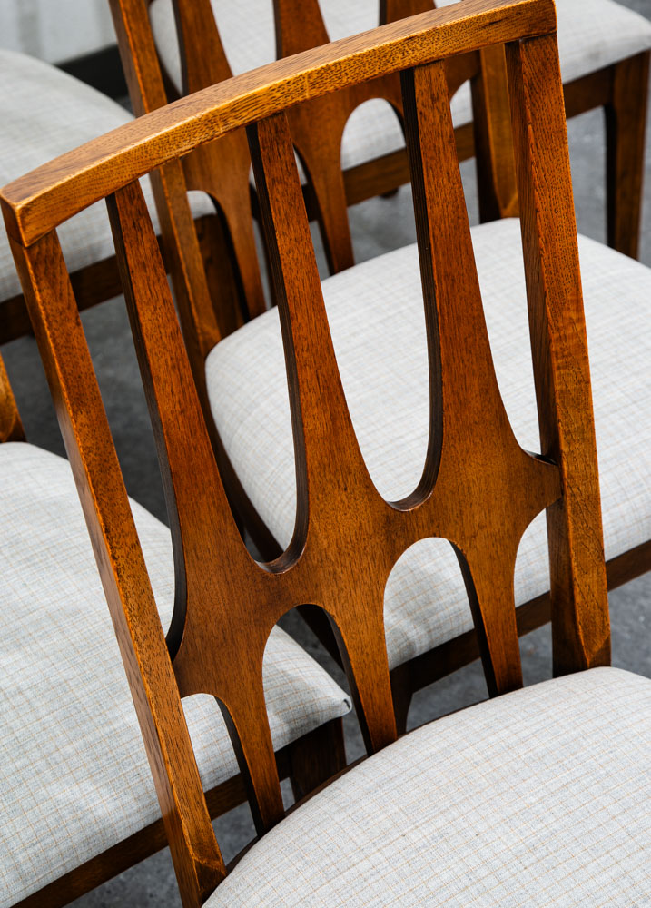 Mid Century Modern Dining Chairs Set 6 Broyhill Brasilia Back Grey White Chair - Image 12