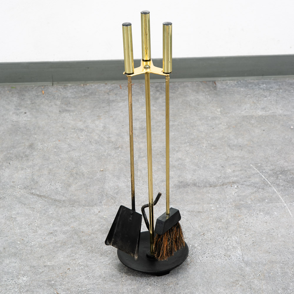 Mid Century Modern Fireplace Tools Brass Cast iron Pilgrim Seymour Nelson Metal