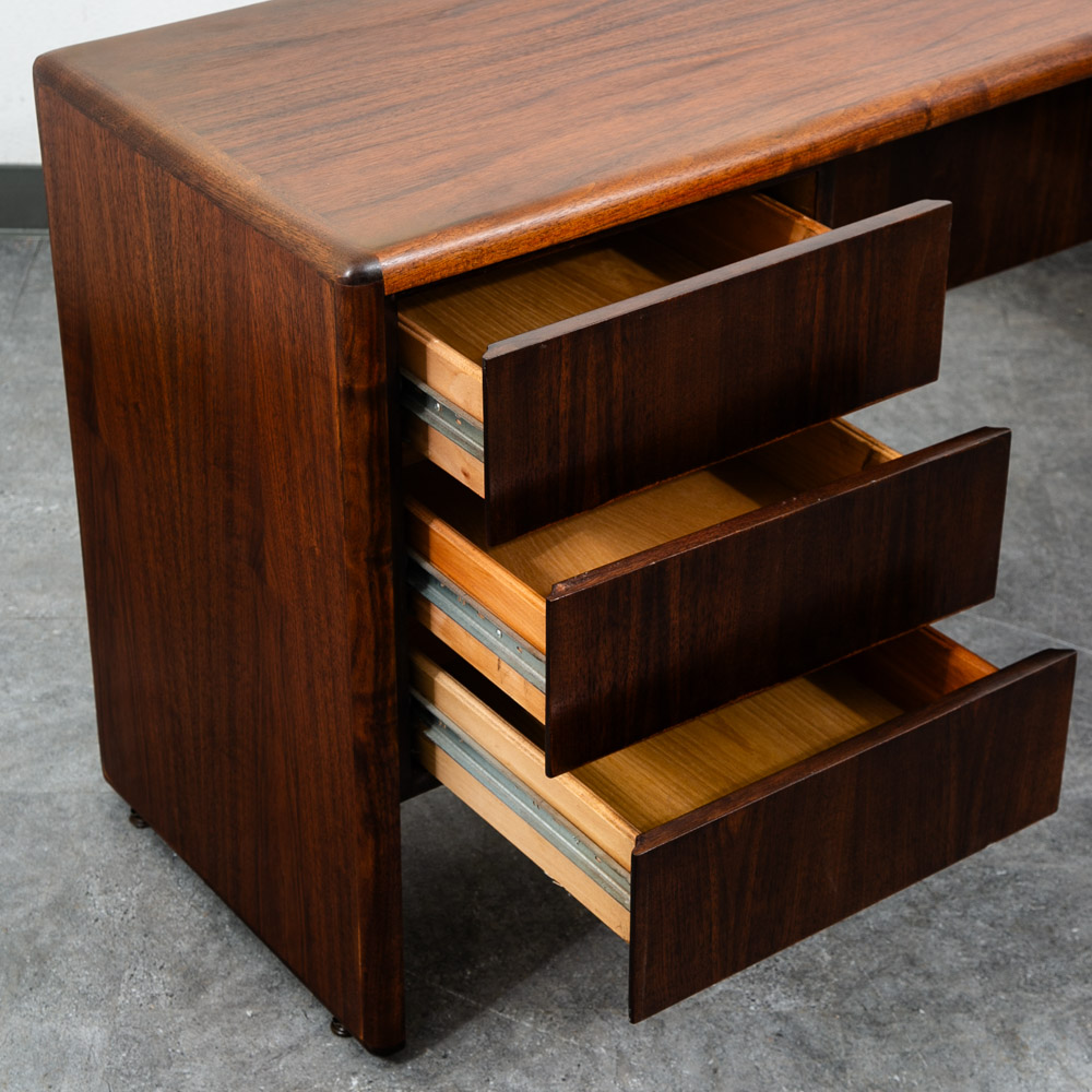 Mid Century Modern Desk Office Credenza Walnut 5 Drawer Wood File Vintage Mcm - Image 12