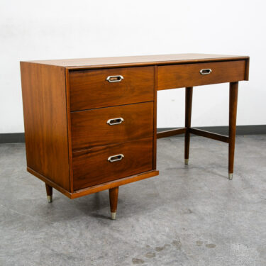 Mid Century Modern Desk BP John Metal 4 Drawer Walnut Vintage Floating Kneehole