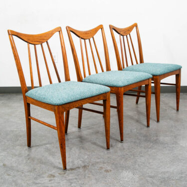 Mid Century Modern Dining Chairs Set 3 Solid Oak Keller Furniture Aqua Blue Mcm