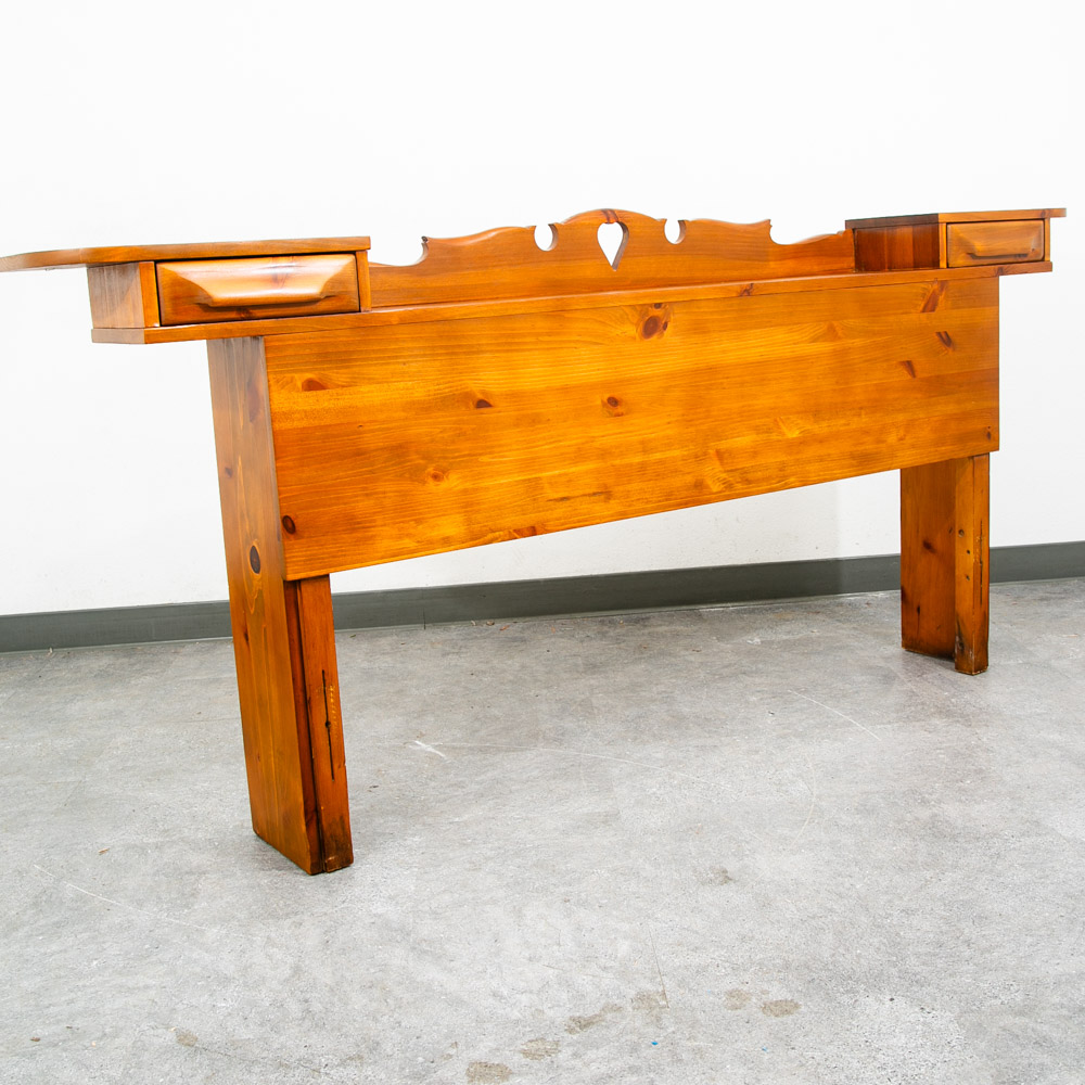 Mid Century Modern Headboard Full Sz Franklin Shockey Pine Nightstand 2 Drawers - Image 4
