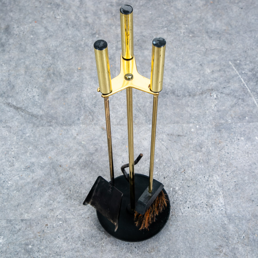 Mid Century Modern Fireplace Tools Brass Cast iron Pilgrim Seymour Nelson Metal - Image 11