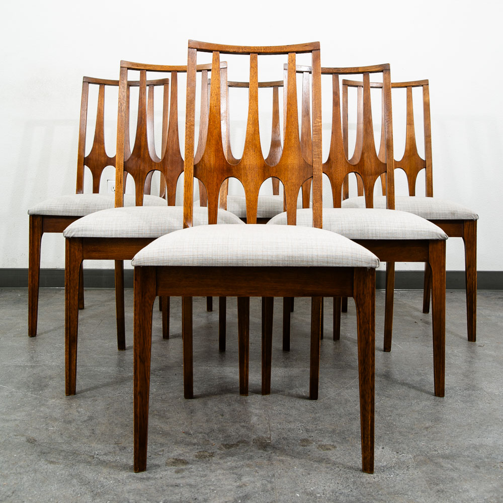 Mid Century Modern Dining Chairs Set 6 Broyhill Brasilia Back Grey White Chair - Image 10