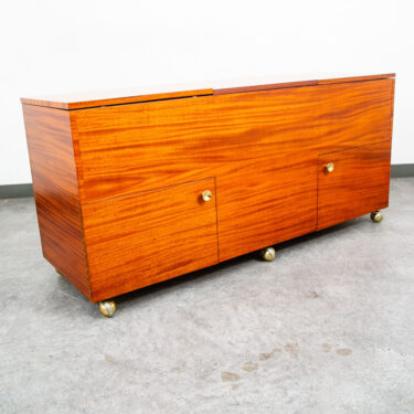 Mid Century Modern Credenza Stereo Console Cabinet Audio Rolling Vintage Storage