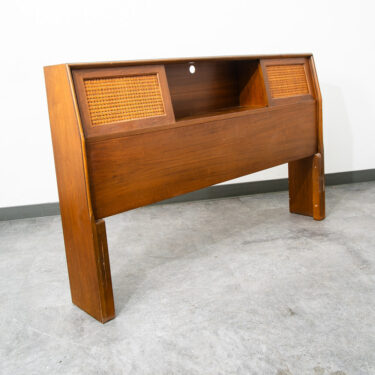 Mid Century Modern Headboard Bed Frame Full Size Cane Doors Walnut Vintage Mcm