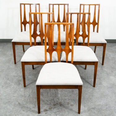 Mid Century Modern Dining Chairs Set 6 Broyhill Brasilia Back Grey White Chair