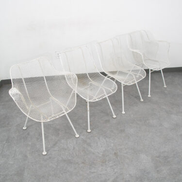 Mid Century Modern Patio Chairs Armchairs Set 4 White Russell Woodard Sculptura