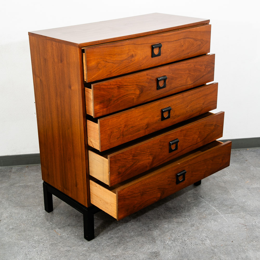 Mid Century Modern Highboy Dresser Dixie 5 Drawer Vintage Walnut Danish Drexel - Image 3